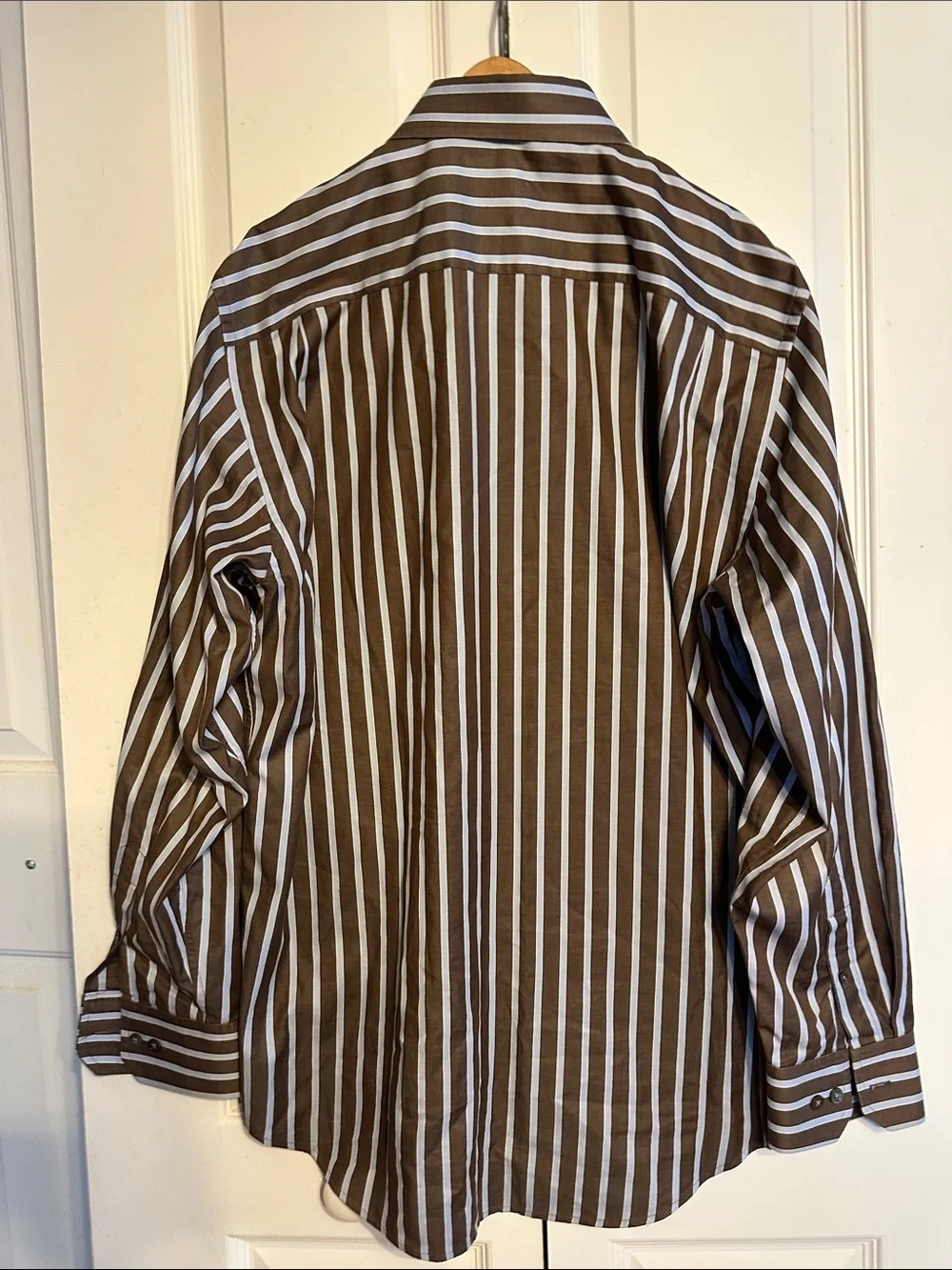 Banana Republic Brown & White Striped Dress Shirt